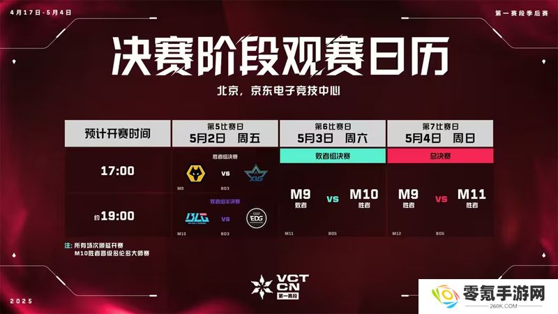 决赛阶段观赛日历 // 2025 VCT CN 联赛 第一赛段 季后赛