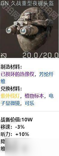 《三角洲行动》S4赛季3款夜视头制造及兑换材料汇总