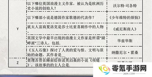 光与夜之恋长思今寄答案大全 长思今寄书海文渊活动答案